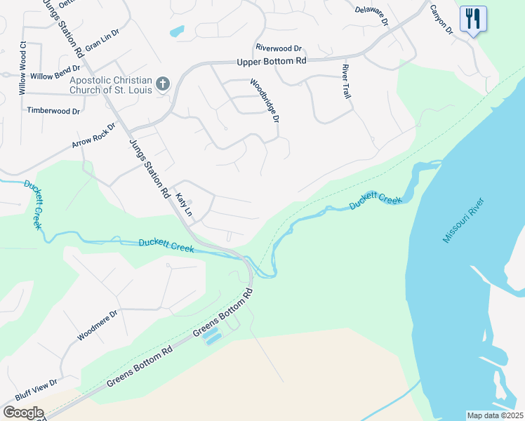 map of restaurants, bars, coffee shops, grocery stores, and more near 380 Huntleigh Manor Drive in Saint Charles