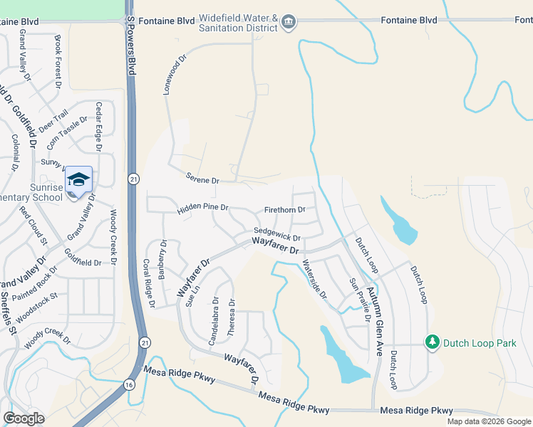 map of restaurants, bars, coffee shops, grocery stores, and more near 8237 Firethorn Drive in Colorado Springs