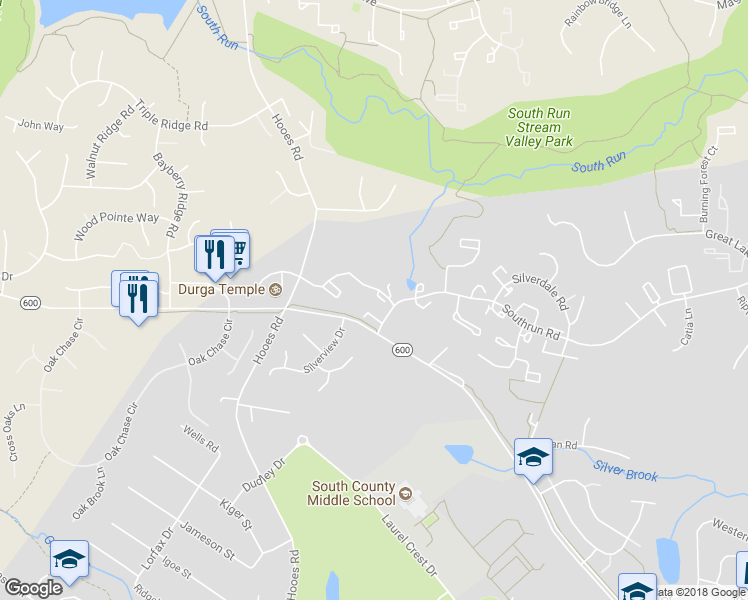 map of restaurants, bars, coffee shops, grocery stores, and more near 8406 Cacapon Court in Lorton
