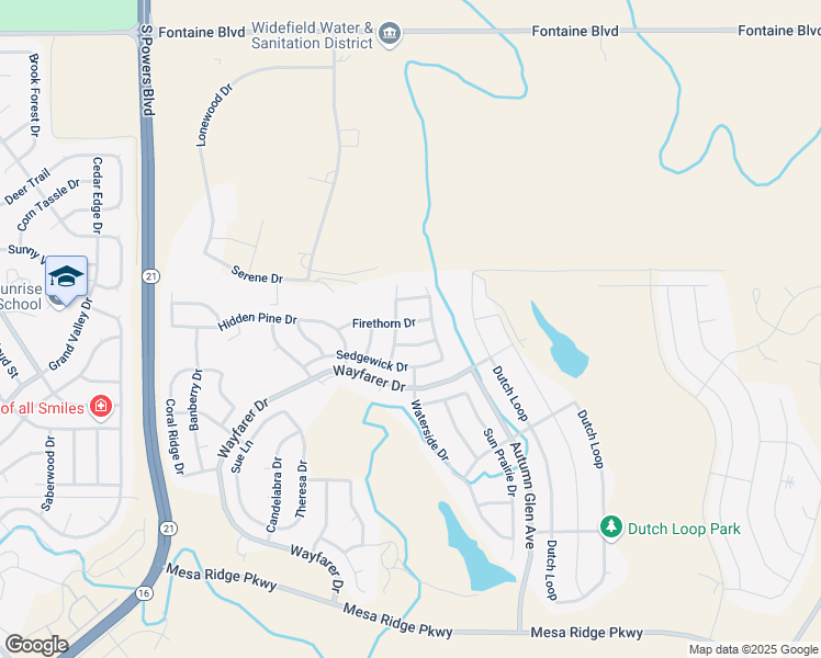 map of restaurants, bars, coffee shops, grocery stores, and more near 8327 Firethorn Drive in Colorado Springs