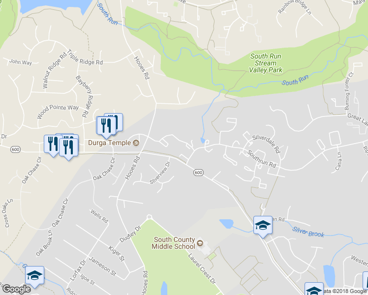 map of restaurants, bars, coffee shops, grocery stores, and more near 8404 Cacapon Court in Lorton