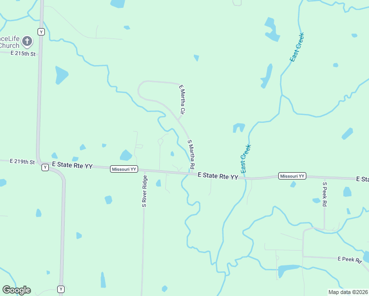 map of restaurants, bars, coffee shops, grocery stores, and more near 21800 South Martha Road in Peculiar