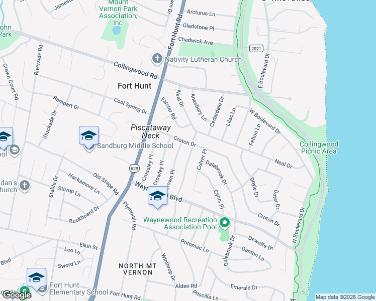 map of restaurants, bars, coffee shops, grocery stores, and more near 8408 Conover Place in Alexandria