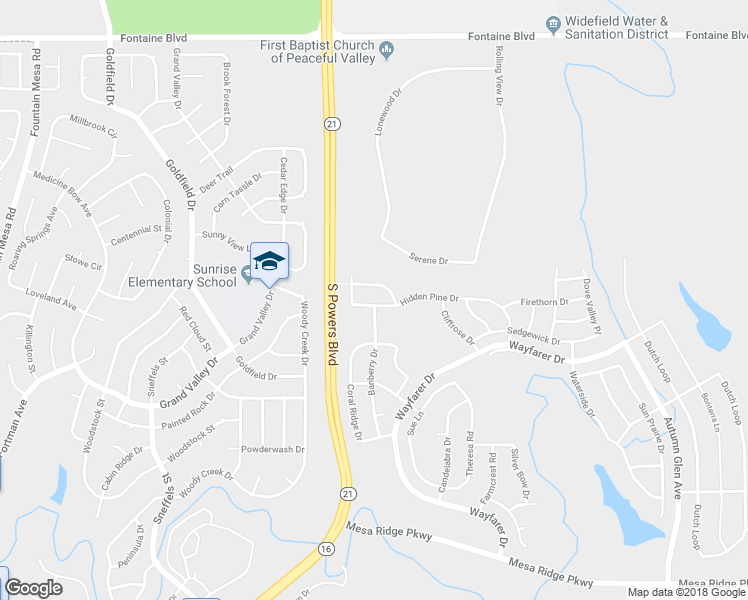 map of restaurants, bars, coffee shops, grocery stores, and more near 7978 Hidden Pine Drive in Colorado Springs