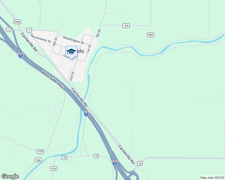 map of restaurants, bars, coffee shops, grocery stores, and more near 38150 County Road 18 in Woodland