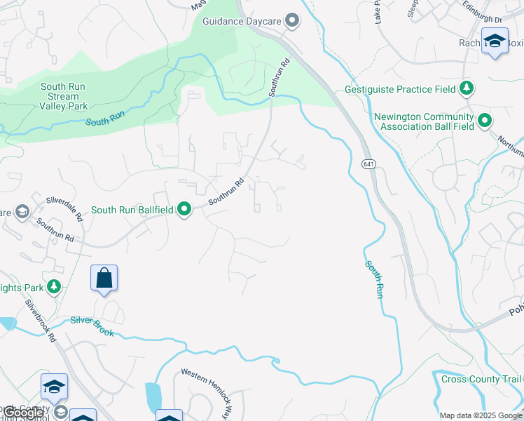 map of restaurants, bars, coffee shops, grocery stores, and more near 8465 Sugar Creek Lane in Springfield