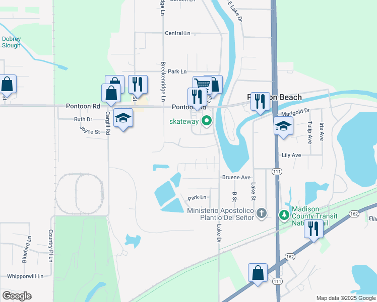 map of restaurants, bars, coffee shops, grocery stores, and more near 4028 Oakmont Drive in Granite City