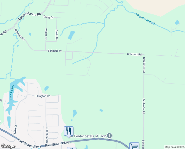 map of restaurants, bars, coffee shops, grocery stores, and more near 5 Longview Court in Saint Jacob
