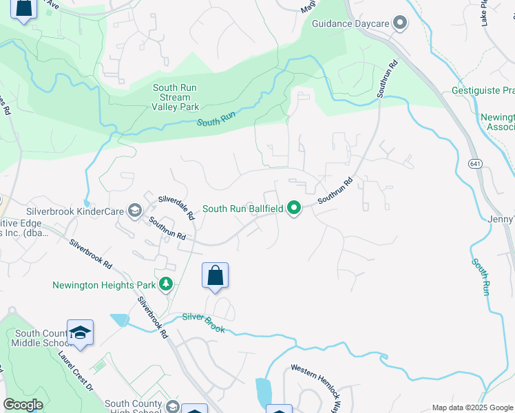 map of restaurants, bars, coffee shops, grocery stores, and more near 8415 Carmela Circle in Springfield