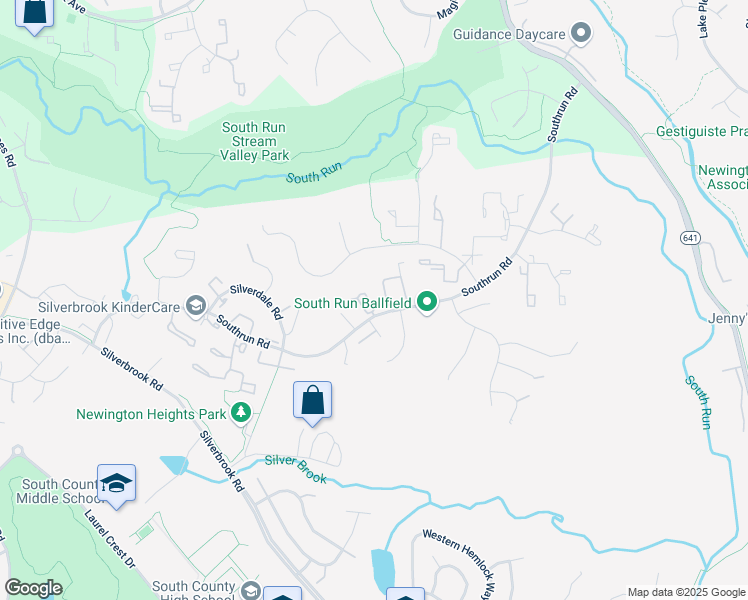 map of restaurants, bars, coffee shops, grocery stores, and more near 8415 Carmela Circle in Springfield