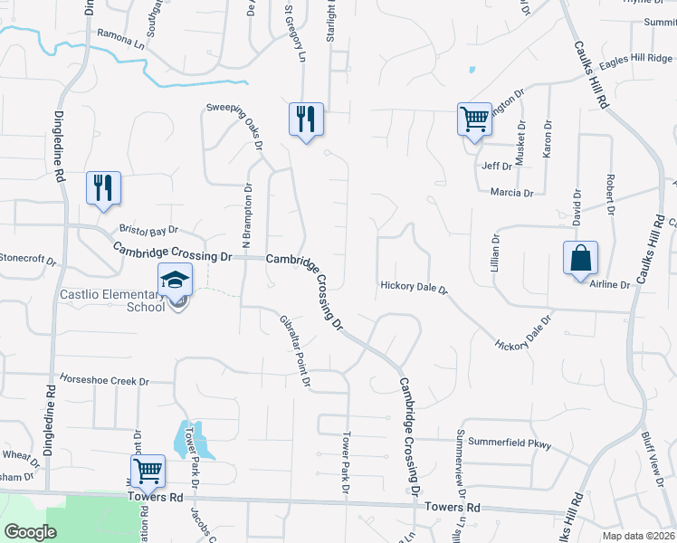 map of restaurants, bars, coffee shops, grocery stores, and more near 729 Pecan Hill Drive in Saint Charles