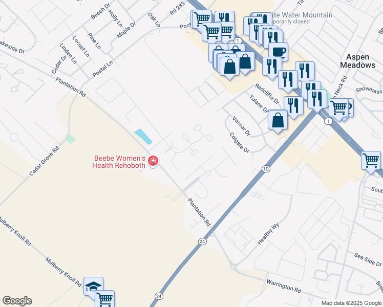 map of restaurants, bars, coffee shops, grocery stores, and more near 18880 Bent Anchor Court in Dewey Beach