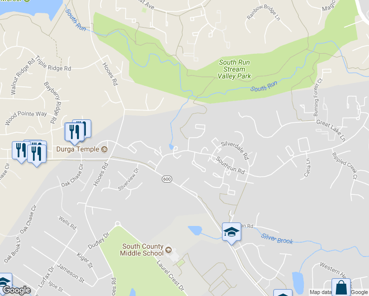 map of restaurants, bars, coffee shops, grocery stores, and more near 8701 Susquehanna Street in Lorton