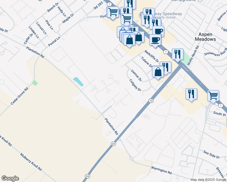 map of restaurants, bars, coffee shops, grocery stores, and more near 18883 Bent Anchor Court in Rehoboth Beach