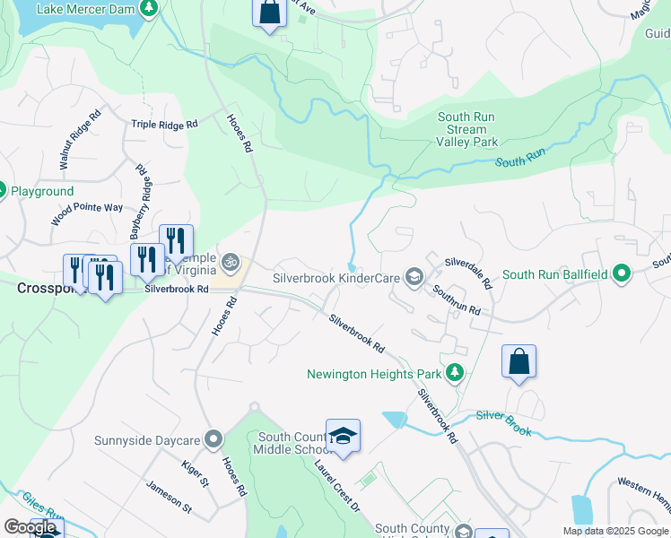 map of restaurants, bars, coffee shops, grocery stores, and more near 8713 Canaan Court in Lorton