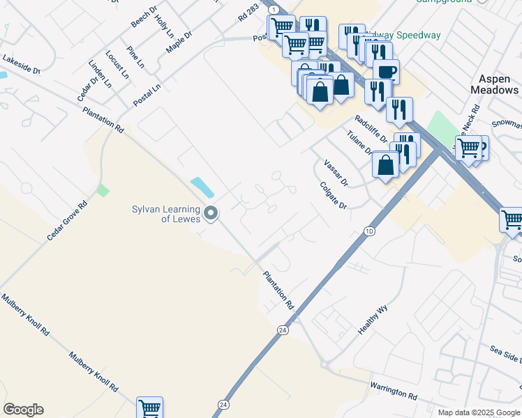 map of restaurants, bars, coffee shops, grocery stores, and more near 18880 Bent Anchor Court in Dewey Beach