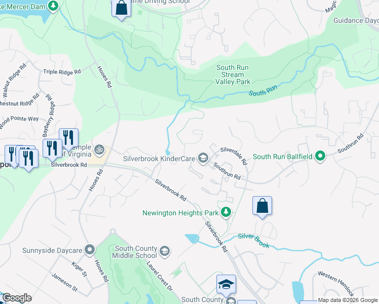 map of restaurants, bars, coffee shops, grocery stores, and more near 8704 Susquehanna Street in Lorton
