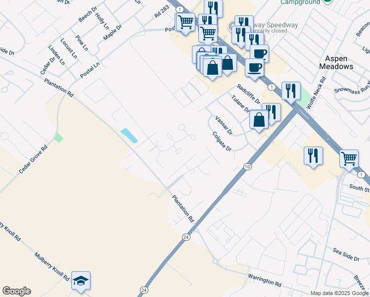 map of restaurants, bars, coffee shops, grocery stores, and more near 18883 Bent Anchor Court in Rehoboth Beach