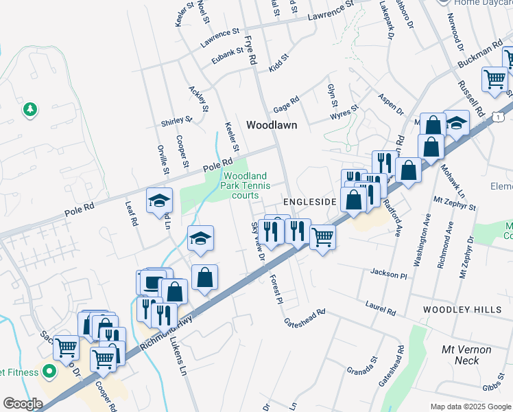 map of restaurants, bars, coffee shops, grocery stores, and more near 4715 Lauriefrost Court in Alexandria
