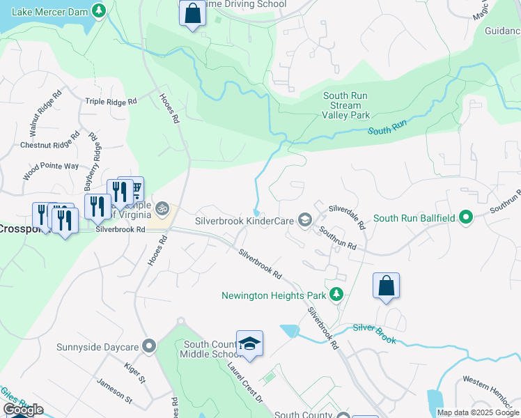 map of restaurants, bars, coffee shops, grocery stores, and more near 8718 Calvert Cliff Court in Lorton