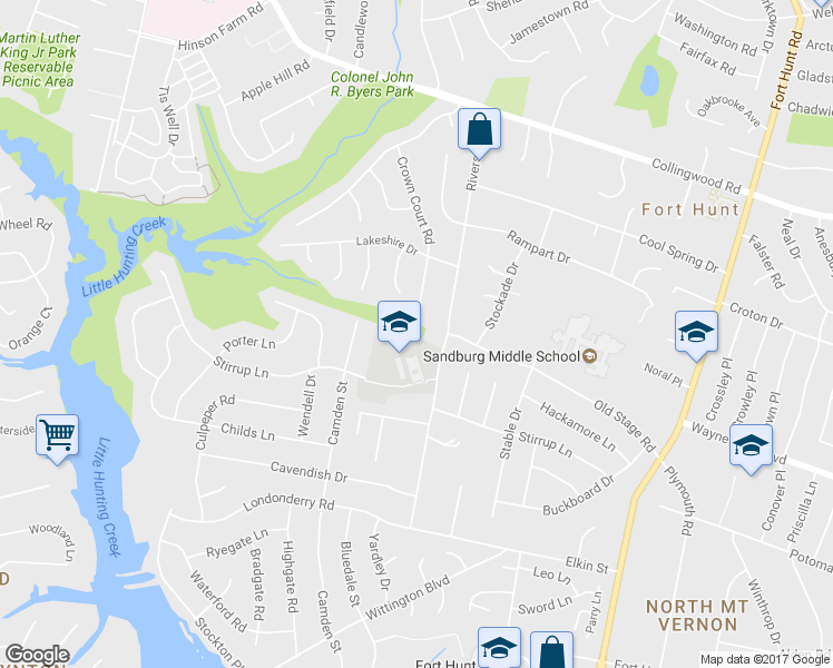 map of restaurants, bars, coffee shops, grocery stores, and more near 8412 Riverside Road in Alexandria