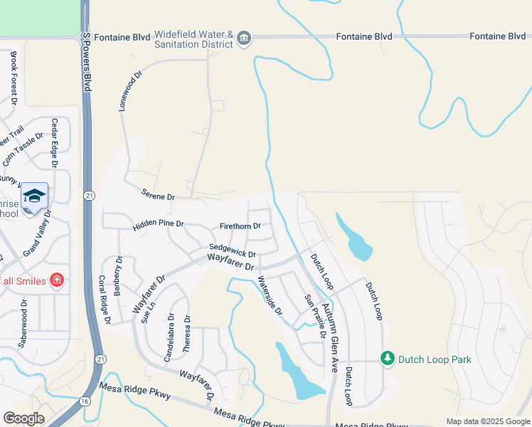 map of restaurants, bars, coffee shops, grocery stores, and more near 8381 Syrabi Place in Colorado Springs