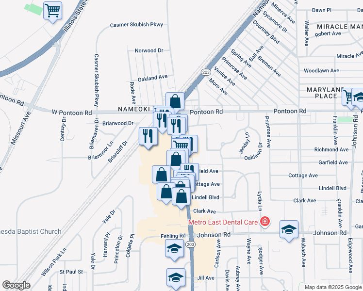 map of restaurants, bars, coffee shops, grocery stores, and more near 3700-3724 Nameoki Rd in Granite City
