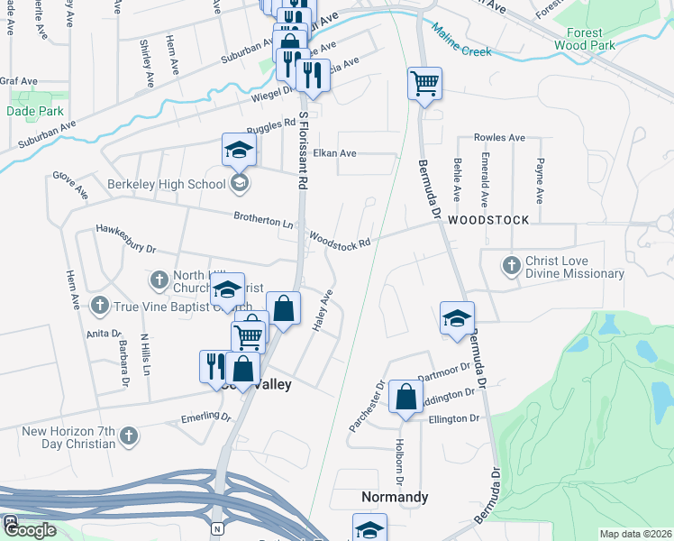 map of restaurants, bars, coffee shops, grocery stores, and more near 1126 Haley Avenue in St. Louis