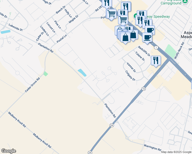 map of restaurants, bars, coffee shops, grocery stores, and more near 18836 Candy Harbor Cove in Rehoboth Beach