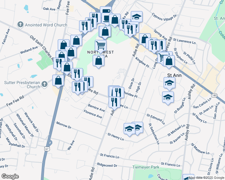 map of restaurants, bars, coffee shops, grocery stores, and more near 3648 Imperial Gardens Drive in Saint Ann