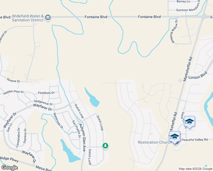 map of restaurants, bars, coffee shops, grocery stores, and more near 8761 Bittercress Drive in Colorado Springs