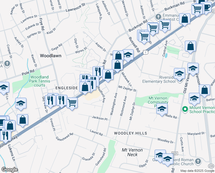 map of restaurants, bars, coffee shops, grocery stores, and more near 4229 Sonia Court in Alexandria