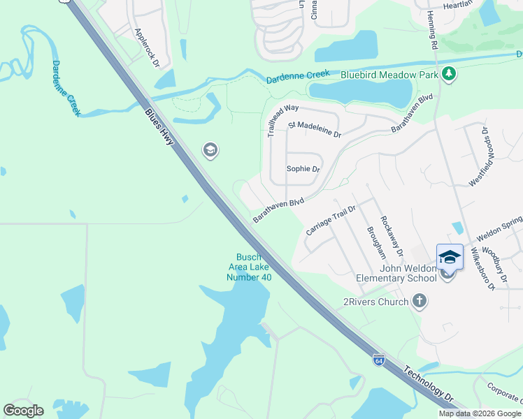 map of restaurants, bars, coffee shops, grocery stores, and more near 101 Haven Ridge Court in Dardenne Prairie