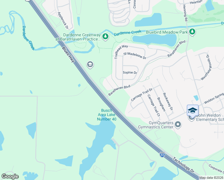 map of restaurants, bars, coffee shops, grocery stores, and more near 2005 Saint Madeleine Drive in O'Fallon
