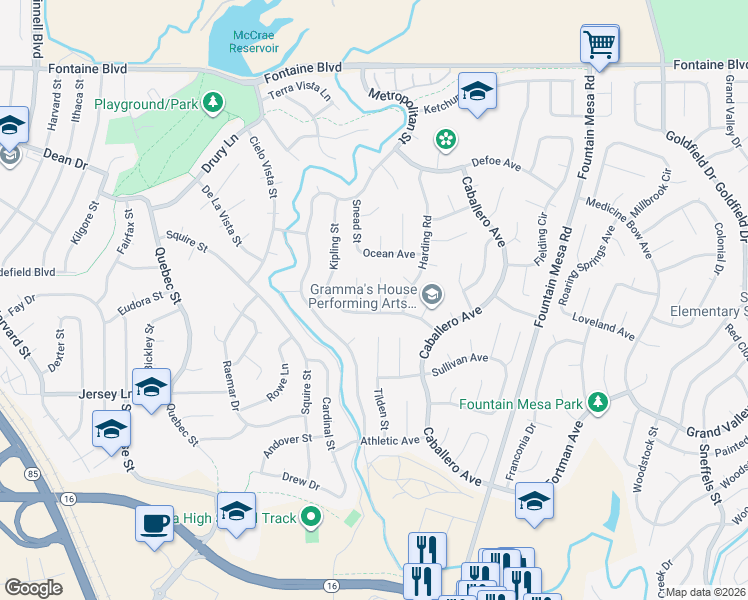 map of restaurants, bars, coffee shops, grocery stores, and more near 7030 Taft Court in Colorado Springs