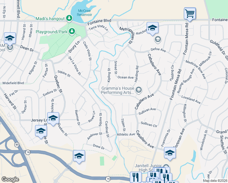 map of restaurants, bars, coffee shops, grocery stores, and more near 7005 Kipling Street in Colorado Springs