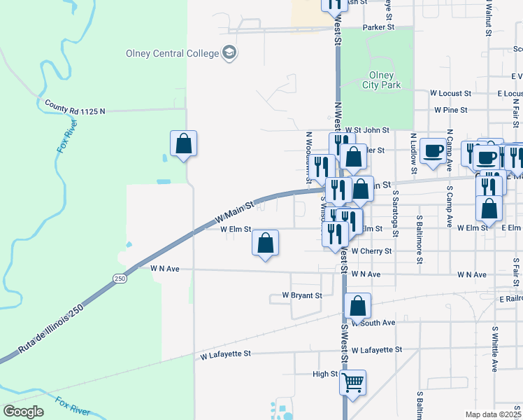 map of restaurants, bars, coffee shops, grocery stores, and more near 992-1008 West Main Street in Olney