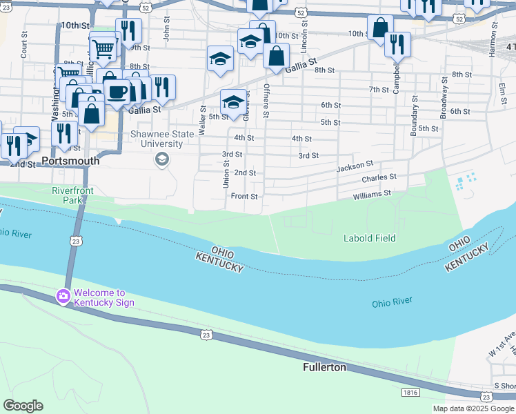 map of restaurants, bars, coffee shops, grocery stores, and more near 11 Offnere Street in Portsmouth