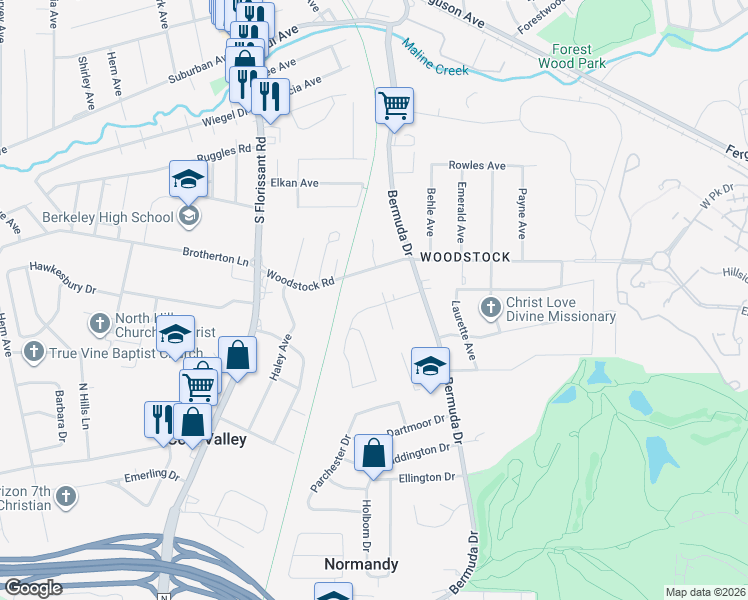 map of restaurants, bars, coffee shops, grocery stores, and more near 7805 Brand Avenue in St. Louis