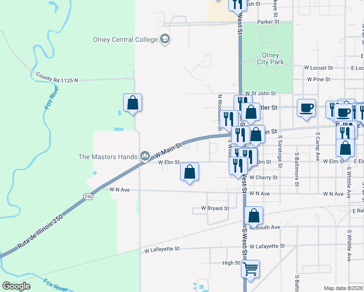 map of restaurants, bars, coffee shops, grocery stores, and more near 992-1008 West Main Street in Olney