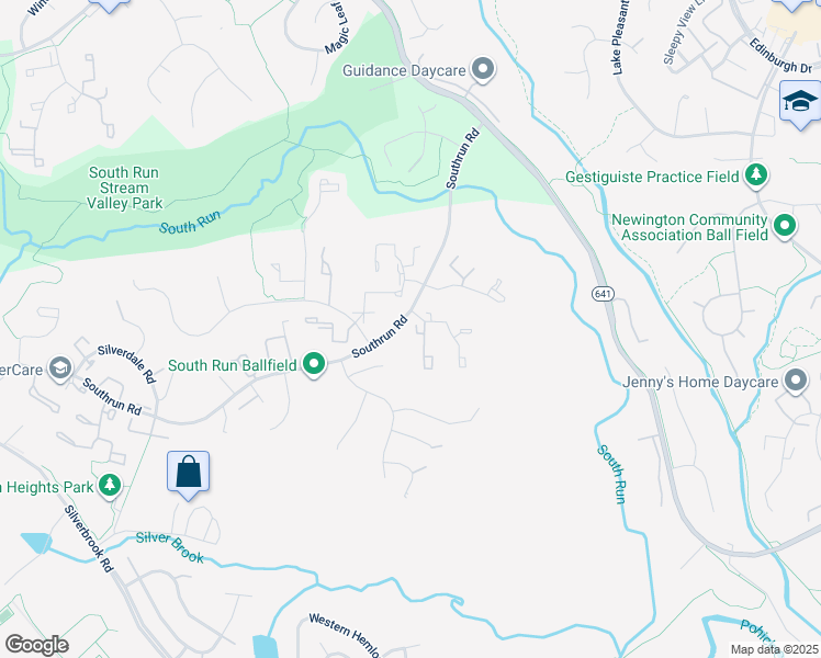 map of restaurants, bars, coffee shops, grocery stores, and more near 8420 Sugar Creek Lane in Springfield