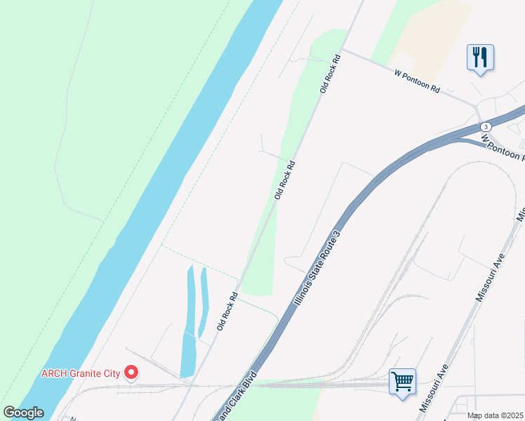 map of restaurants, bars, coffee shops, grocery stores, and more near 503 Old Rock Road in Granite City