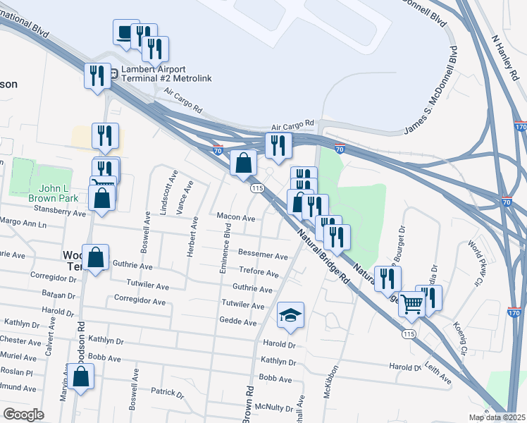 map of restaurants, bars, coffee shops, grocery stores, and more near 4437 Fairfield Avenue in St. Louis