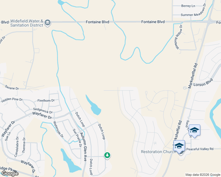 map of restaurants, bars, coffee shops, grocery stores, and more near 8761 Bittercress Drive in Colorado Springs