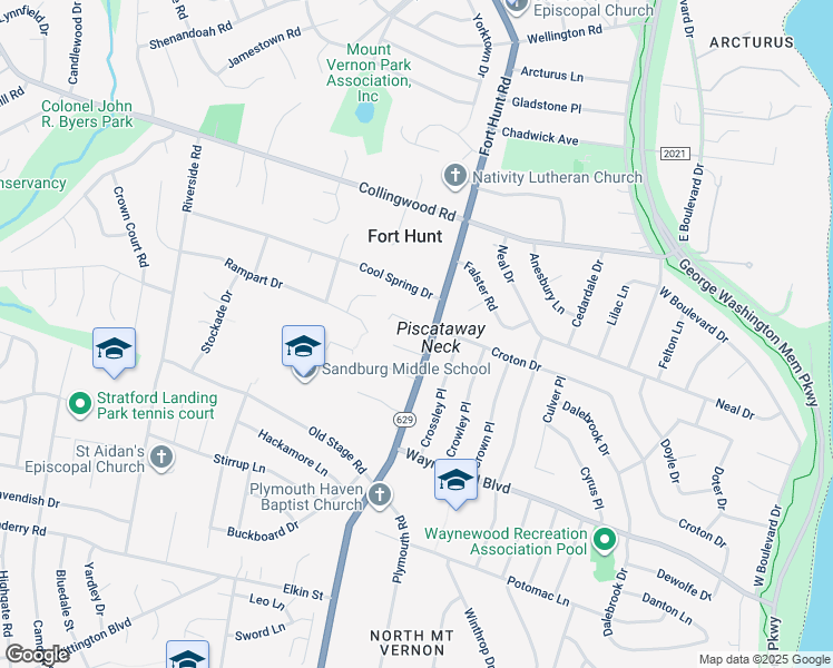 map of restaurants, bars, coffee shops, grocery stores, and more near 1403 Dade Lane in Alexandria