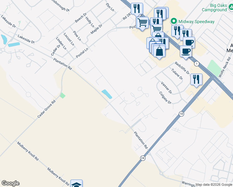 map of restaurants, bars, coffee shops, grocery stores, and more near 34486 Michelle Drive in Rehoboth Beach