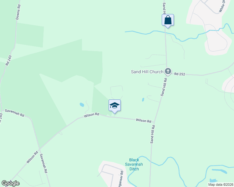 map of restaurants, bars, coffee shops, grocery stores, and more near 22051 Wilson Road in Georgetown