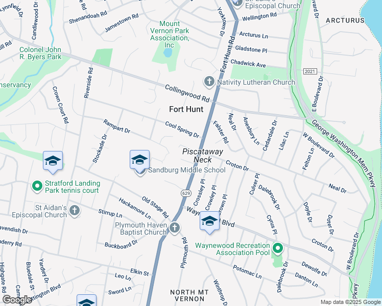 map of restaurants, bars, coffee shops, grocery stores, and more near 1403 Dade Lane in Alexandria