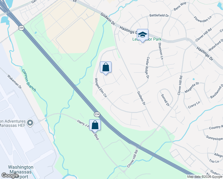 map of restaurants, bars, coffee shops, grocery stores, and more near 10086 Post Oak Terrace in Manassas
