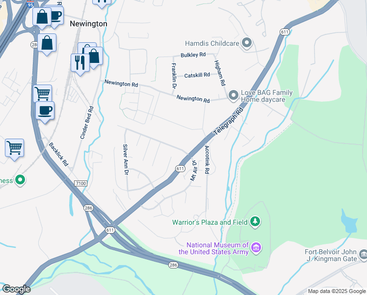 map of restaurants, bars, coffee shops, grocery stores, and more near 6724 Blanche Drive in Lorton